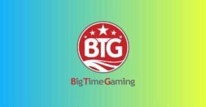 Big Time Gaming logo on Slotsoo's blue and green gradient background