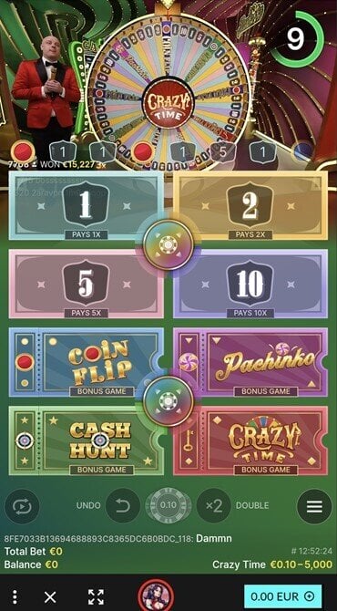 Check out Crazy Time - including the eight possible segments you can wager on per spin.