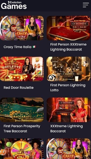 Evolution Gaming live casino-spill