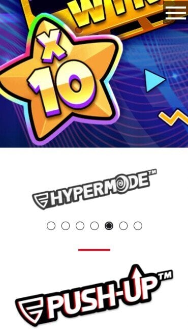 Skjermbilde av funskjoner på nettsiden til Push Gaming