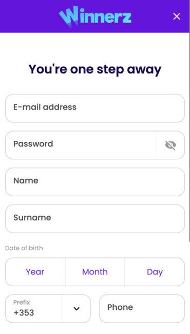 Winnerz Casino Sign Up Process