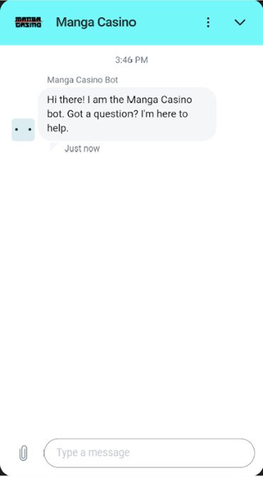 A screen grab showing the Manga Casino live chat service