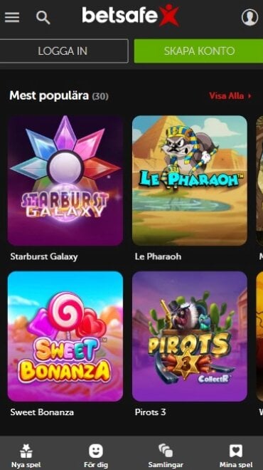 Spelutbudet hos Betsafe casino
