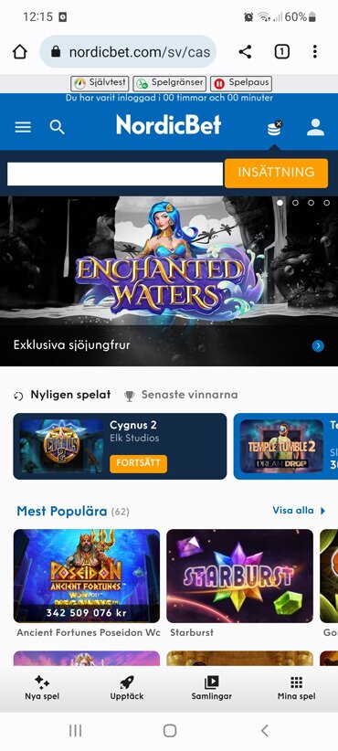 Screenshot från Nordicbet casino