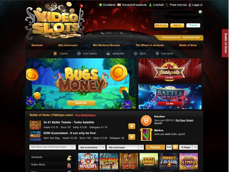 Videoslots casinos hemsida med spel