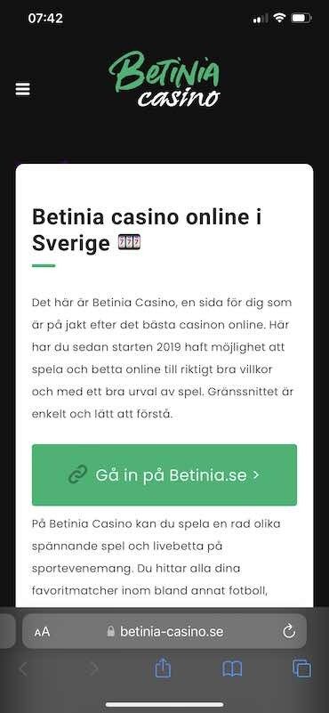 betinia casino info