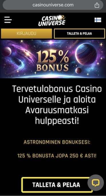 casino universe tervetulobonus