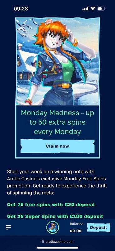 Arctic Casino Monday Madness promotion