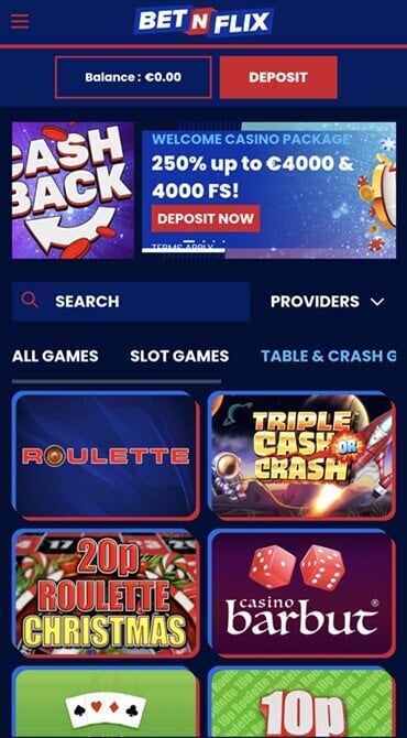 Explore the latest RNG-powered table and crash games on offer to account holders at BetNFlix.