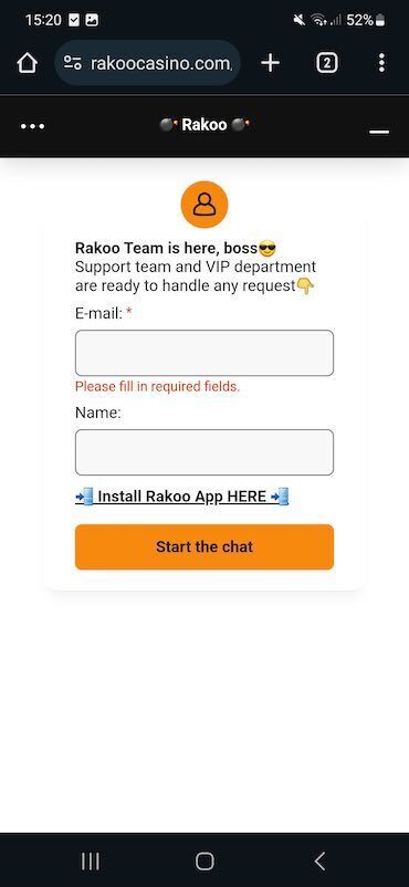rakoo casino support vip chat