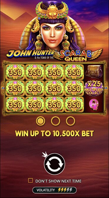 Explore the home screen of John Hunter and the Tomb of the Scarab Queen slot.