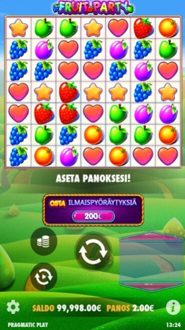 Tältä Fruit Partyn peruspeli näyttää