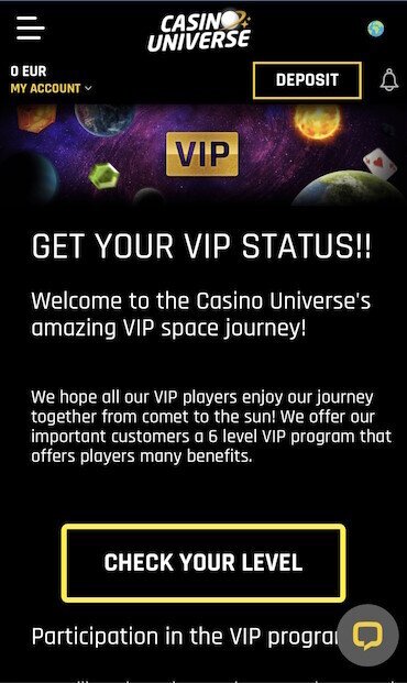 casino universe vip program