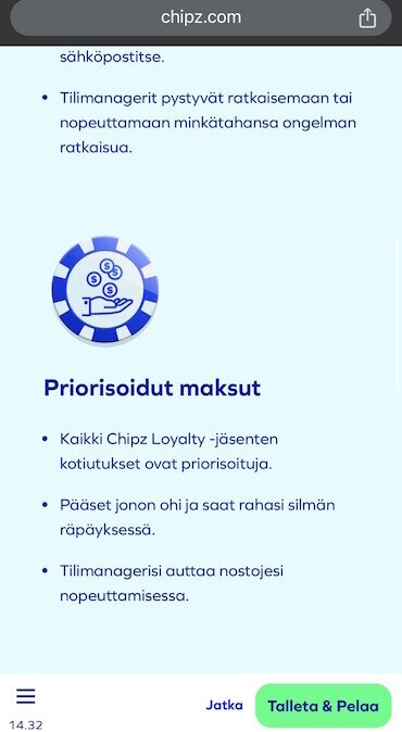 Chipz ensisijaiset maksut