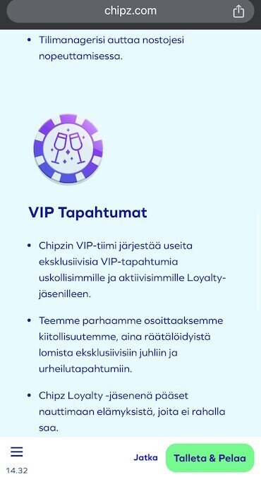 Chipz VIP-tapahtumat