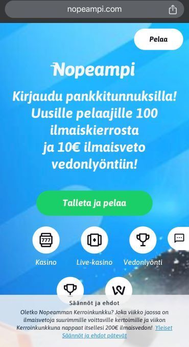 Nopeampi tervetulobonus