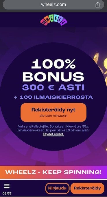 Wheelz tervetulobonus