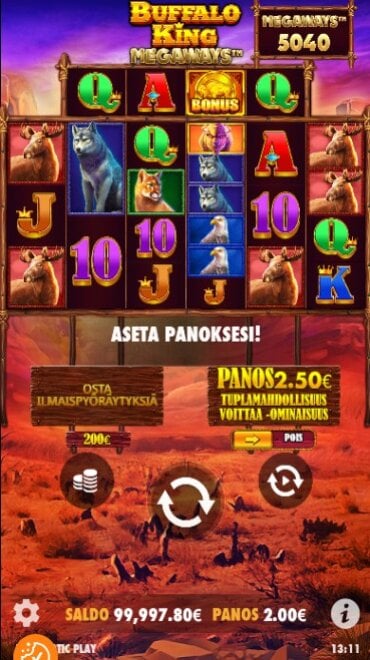 Tässä on Buffalo King Megaways -peruspeli