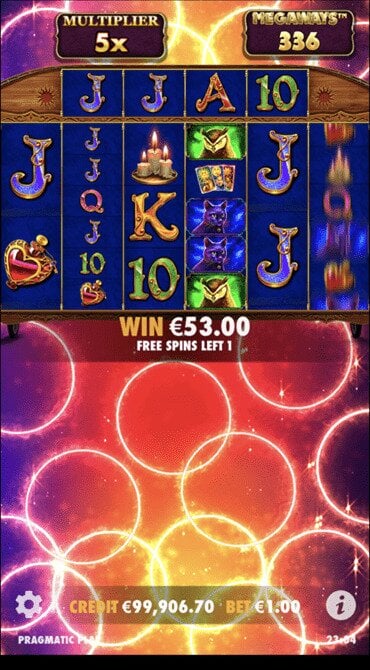 Check out the potential for cumulative wins during the Free Spins feature in Madame Destiny Megaways.