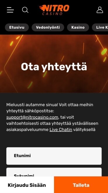 Nitro casino yhteydenottotavat