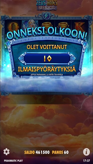 Näkymä ilmaiskierrostoiminnon käynnistymisestä.
