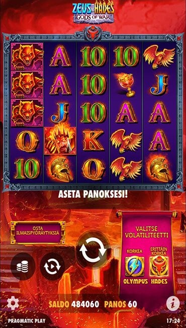 Näkymä peruspelistä Hades-tilassa.
