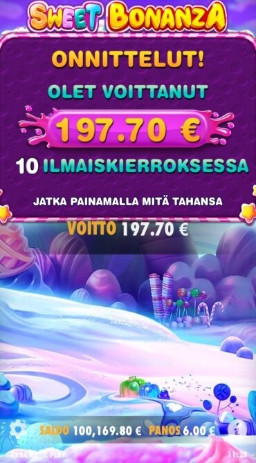 Sweet Bonanza ilmaiskierrosvoitto