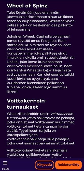 Wheelz voittokerroin-turnaukset