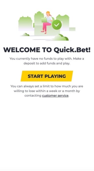 Quickbet tervetuloviesti