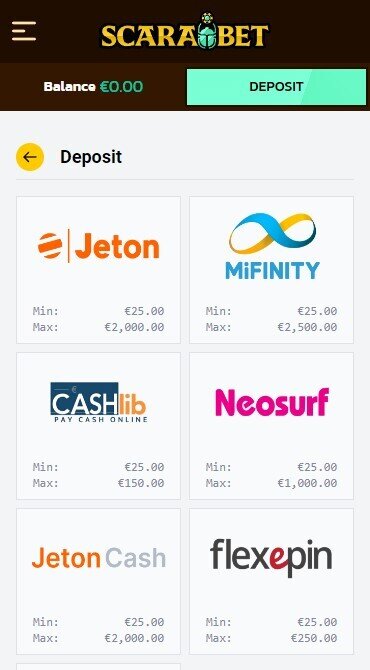 Scarabet Payment Options