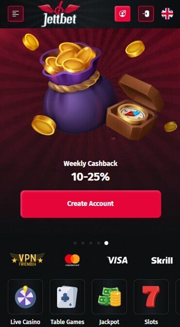 Jettbet Casino Homepage