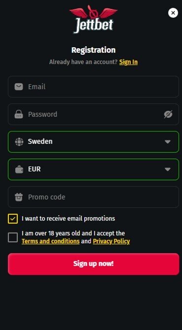 Jettbet Casino Registration Step 2