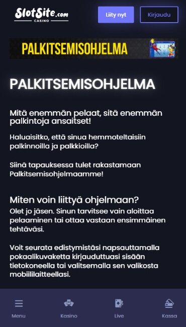 Slotsite kanta-asiakasohjelma