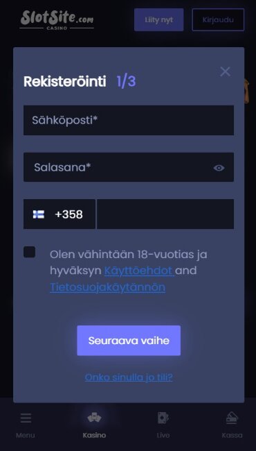 Slotsite rekisteröinti