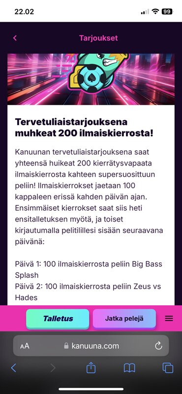 200 kierrätysvapaata ilmaiskierrosta tarjous