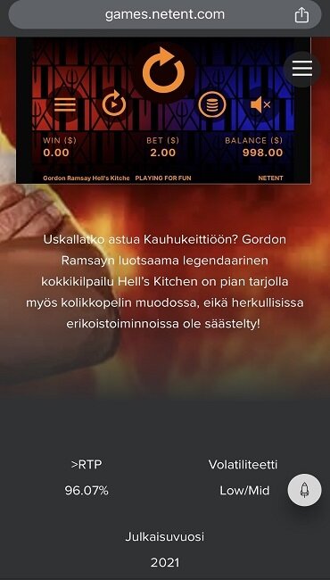 hells kitchen alhainen volatiliteetti