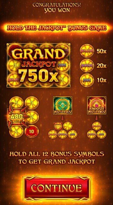 A screen grab confirming entry into the Hold the Jackpot Bonus.