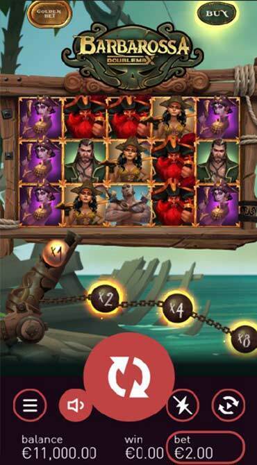 A screen grab of the Barbarossa slot game screen