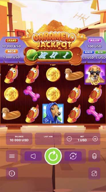 A screen grab of the Caramelo Jackpot slot game.