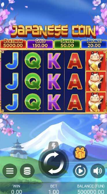 A screengrab of the Japanese Coin slot game by Gamzix
