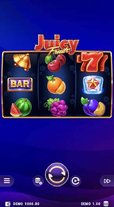 A screengrab of the Juicy Fruits slot game.