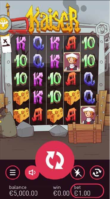 A screen grab of the Kaiser slot game screen