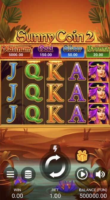 A screengrab of the Sunny Coin 2 slot game by Gamzix