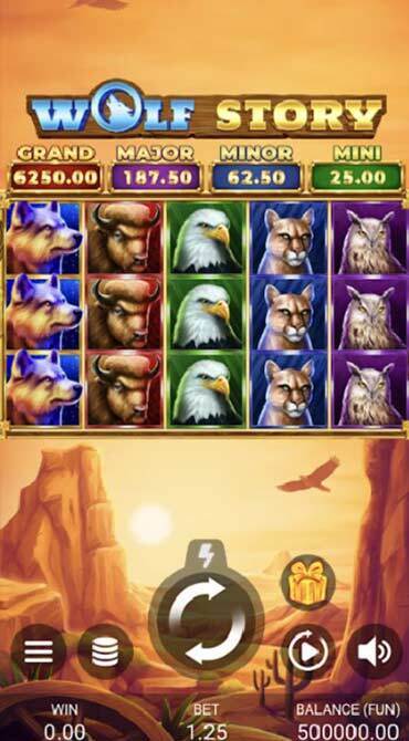 A screengrab of the Wolf Story slot game by Gamzix