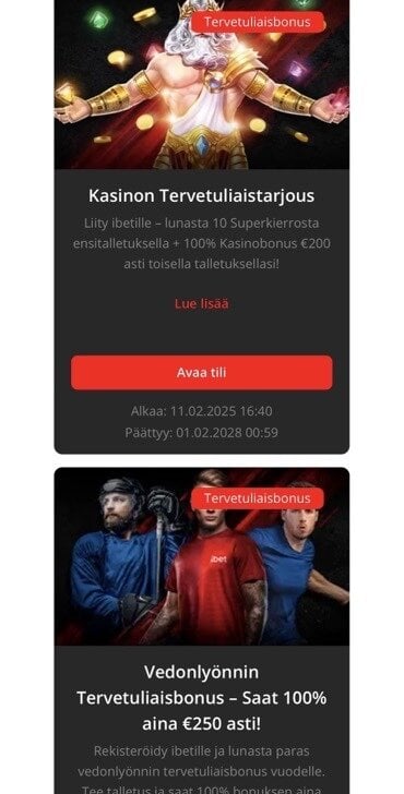 Ibet Casino tarjoaa tervetulobonuksen kasinolle tai vedonlyöntiin, sinä valitset.