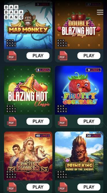 Barbara Bang Selection of Online Slots and Games