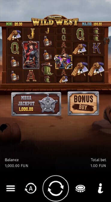 A screengrab of the Wild West TRUEWAYS slot game.