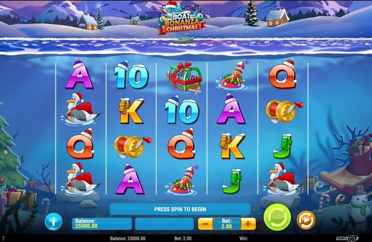 Screenshot of Boat Bonanza Christmas' 5x4 grid.