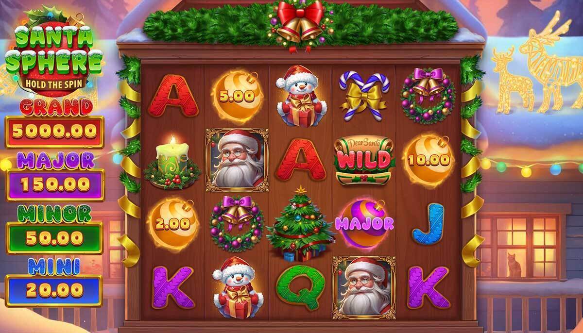 Image showing Santa Sphere Hold the Spin's grid and jackpots.