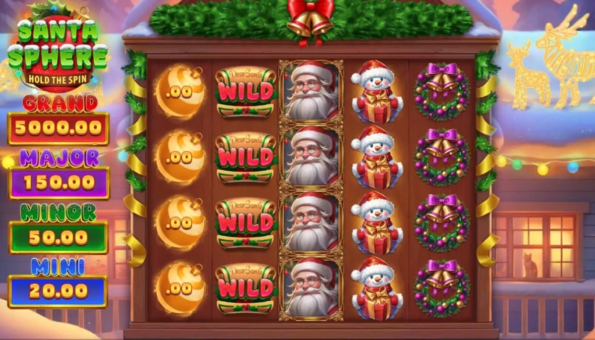 Image showing Santa Sphere Hold the Spin's grid and jackpots.